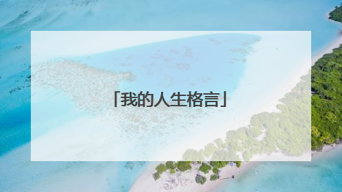 我的人生格言