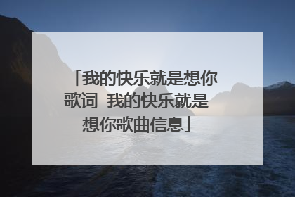 我的快乐就是想你歌词 我的快乐就是想你歌曲信息