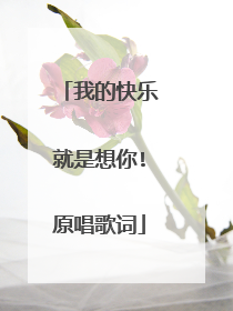 我的快乐就是想你!原唱歌词