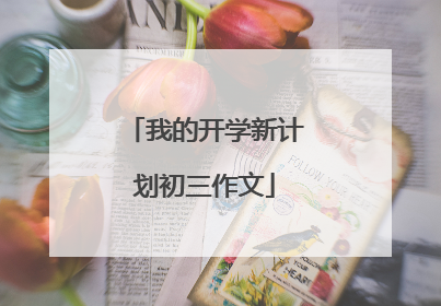 我的开学新计划初三作文