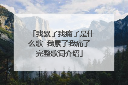 我累了我痛了是什么歌 我累了我痛了完整歌词介绍
