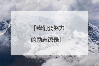 我们要努力的励志语录
