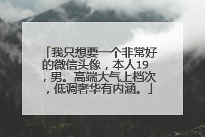 我只想要一个非常好的微信头像，本人19，男。高端大气上档次，低调奢华有内涵。