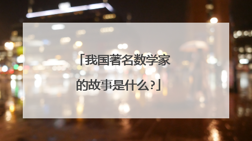 我国著名数学家的故事是什么?