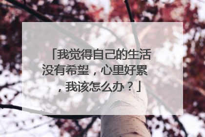我觉得自己的生活没有希望,心里好累,我该怎么办?