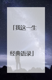我这一生经典语录
