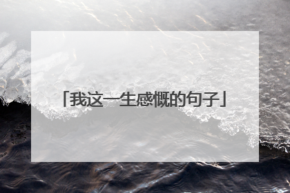 我这一生感慨的句子