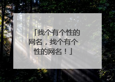 找个有个性的网名,找个有个性的网名!