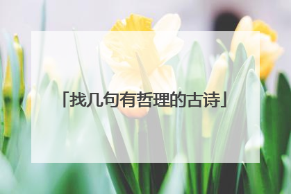 找几句有哲理的古诗