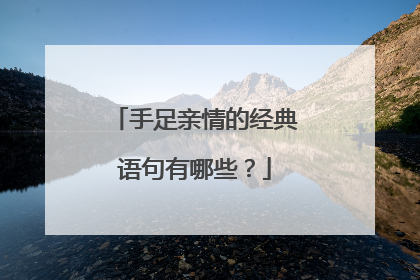 手足亲情的经典语句有哪些？