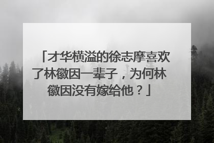 才华横溢的徐志摩喜欢了林徽因一辈子，为何林徽因没有嫁给他？