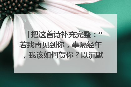 把这首诗补充完整：“若我再见到你，事隔经年，我该如何贺你？以沉默？以眼泪……”