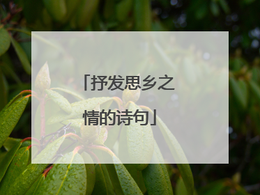 抒发思乡之情的诗句