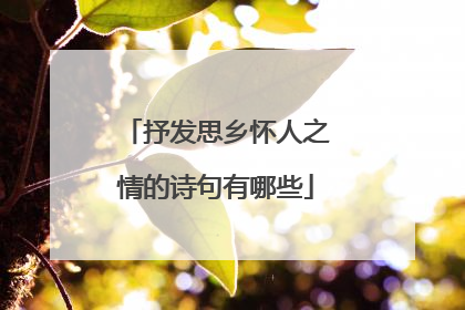 抒发思乡怀人之情的诗句有哪些