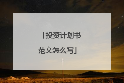 投资计划书范文怎么写