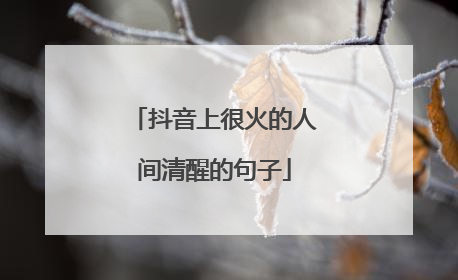 抖音上很火的人间清醒的句子