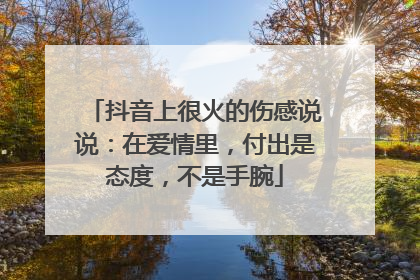 抖音上很火的伤感说说：在爱情里，付出是态度，不是手腕