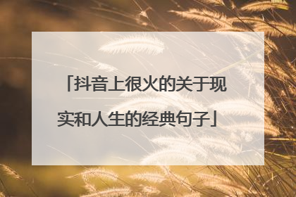 抖音上很火的关于现实和人生的经典句子
