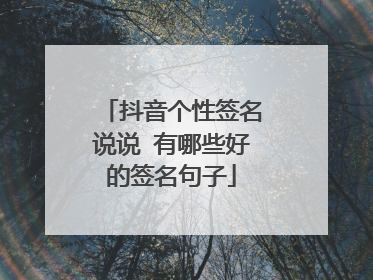 抖音个性签名说说 有哪些好的签名句子