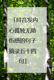 抖音发内心孤独无助伤感的句子摘录五十四句