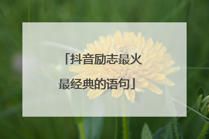 抖音励志最火最经典的语句