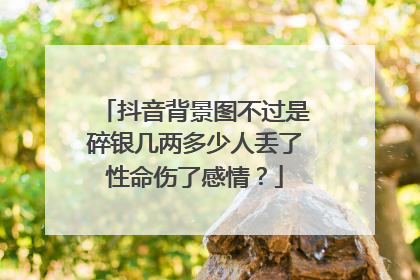 抖音背景图不过是碎银几两多少人丢了性命伤了感情?