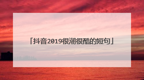 抖音2019很潮很酷的短句