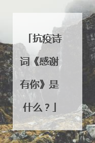 抗疫诗词《感谢有你》是什么?
