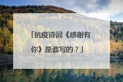 抗疫诗词《感谢有你》是谁写的?