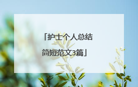 护士个人总结简短范文3篇