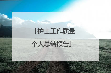 护士工作质量个人总结报告