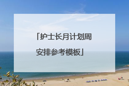 护士长月计划周安排参考模板