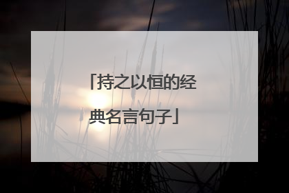 持之以恒的经典名言句子