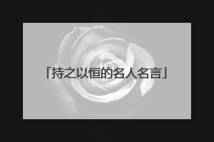 持之以恒的名人名言