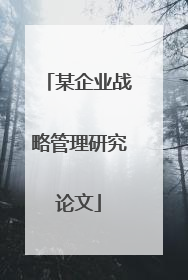 某企业战略管理研究论文