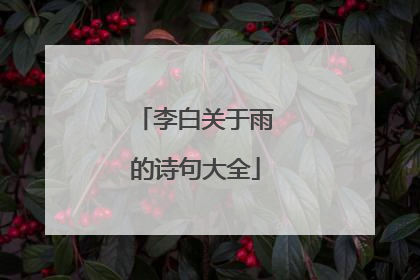 李白关于雨的诗句大全