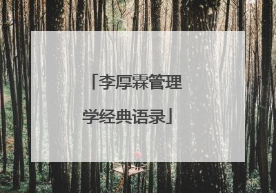 李厚霖管理学经典语录