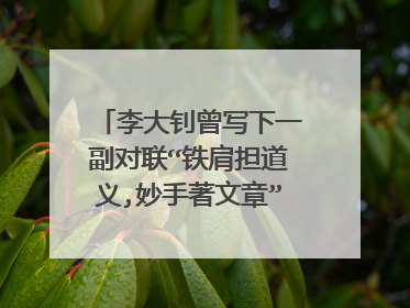 李大钊曾写下一副对联“铁肩担道义,妙手著文章”，从对联中你看到了一个怎样的李大钊？