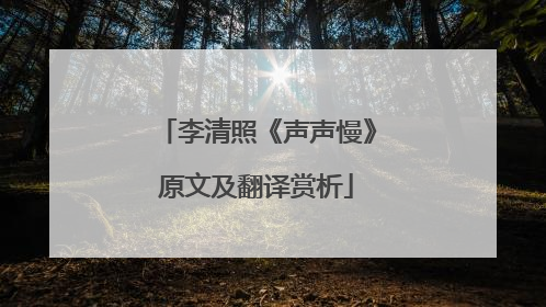 李清照《声声慢》原文及翻译赏析