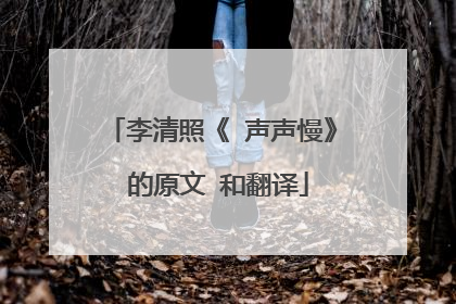 李清照《 声声慢》 的原文 和翻译