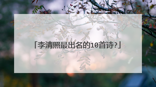 李清照最出名的10首诗?