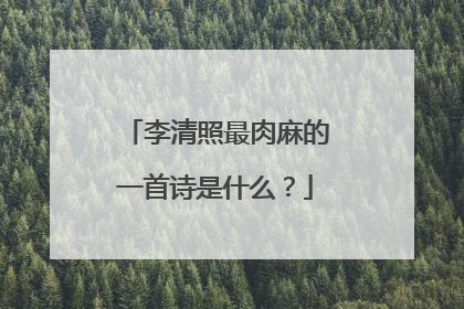 李清照最肉麻的一首诗是什么？