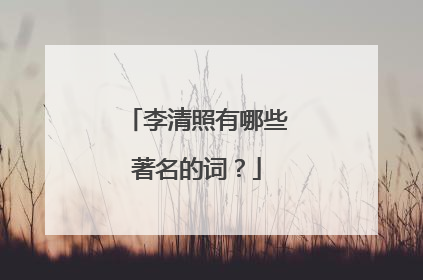 李清照有哪些著名的词？