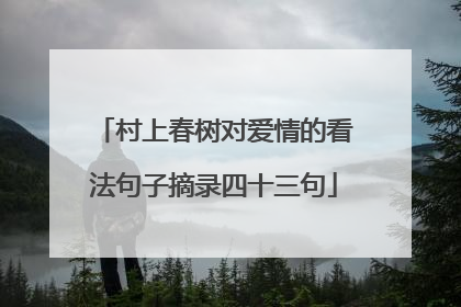村上春树对爱情的看法句子摘录四十三句