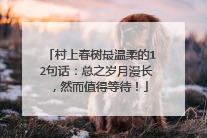 村上春树最温柔的12句话:总之岁月漫长,然而值得等待!