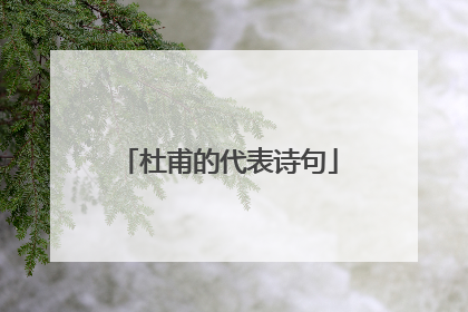 杜甫的代表诗句