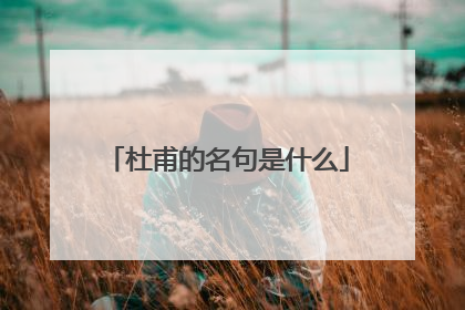 杜甫的名句是什么