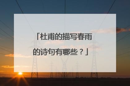 杜甫的描写春雨的诗句有哪些？