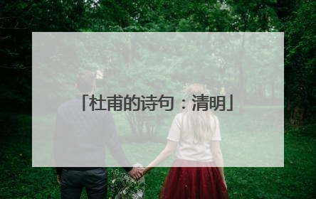 杜甫的诗句:清明