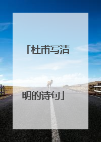 杜甫写清明的诗句